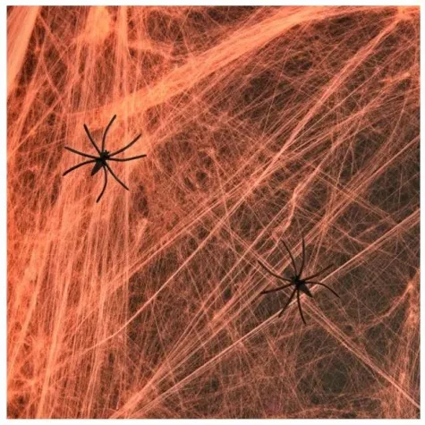 dekoracja pajeczyna z pajakami pomaranczowa partypal 60 g