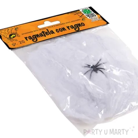 dekoracja pajeczyna z pajakiem biala carnival toys 20 g