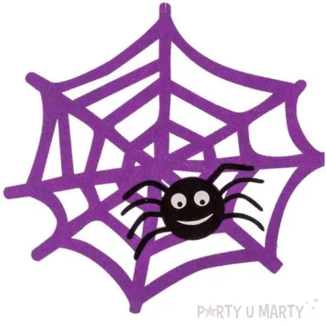 dekoracja pajeczyna z pajakiem fioletowa carnival toys 42 cm