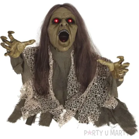 dekoracja pelzajaca zombie brazowa guirca 45 cm