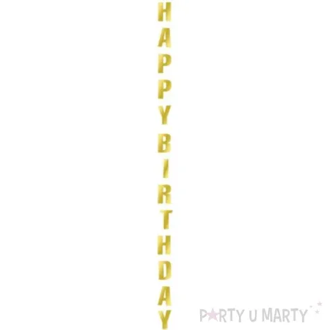 dekoracja pionowa happy birthday zloty godan 170 cm