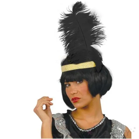 dekoracja pioro retro gigant lata 20 czarny guirca