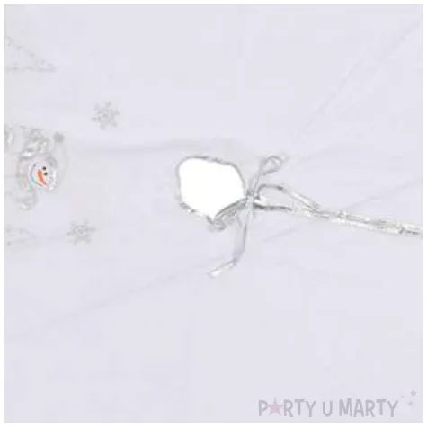 dekoracja pokrowiec swiateczny pod choinke balwanek bialy guirca 125 cm