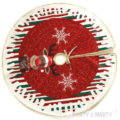 dekoracja pokrowiec z reniferem pod choinke guirca 70 cm