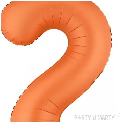 dekoracja prezent na 2 urodziny balon foliowy pomaranczowa wesola cyferka 2 z czapeczka 42