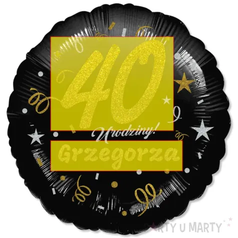 dekoracja prezent na urodziny balon foliowy glamour birthday czarny 18 rnd