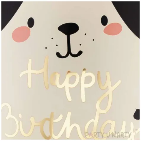 dekoracja prezent na urodziny balon foliowy piesek happy birthday 18 rnd