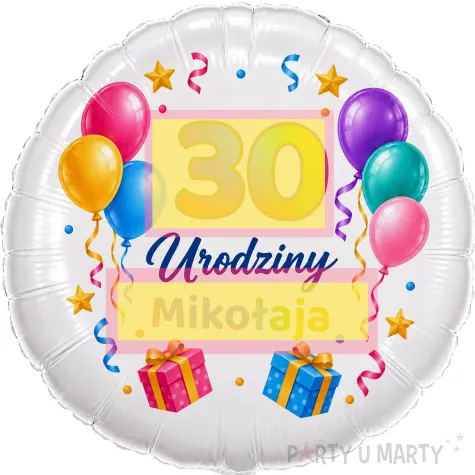 dekoracja prezent na urodziny balon foliowy z imieniem kolorowe balony personalizacja do girland