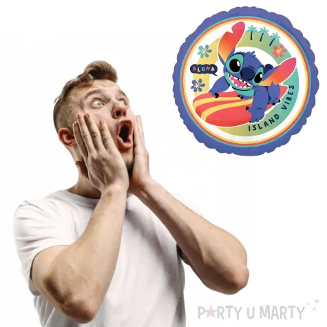 dekoracja prezent na urodziny dzien dziecka balon foliowy stitch aloha 18 rnd