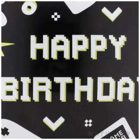 dekoracja prezent na urodziny gracza balon foliowy gaming happy birthday czarny 18 rnd