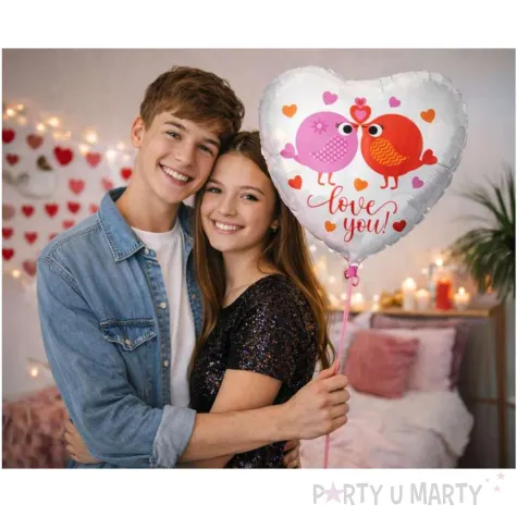 dekoracja prezent na walentynki urodziny rocznice balon foliowy serce love you 18 hrt