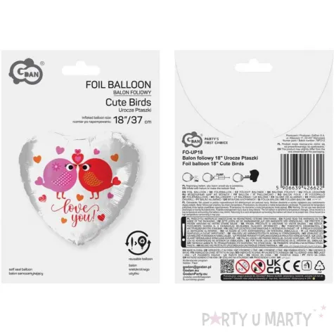 dekoracja prezent na walentynki urodziny rocznice balon foliowy serce love you 18 hrt