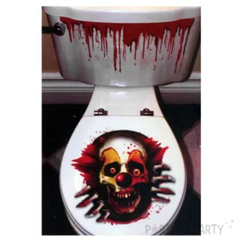 dekoracja przyklejana halloween wc klaun 61 x 30 cm