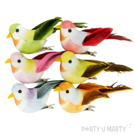 dekoracja ptaki mix aliga 10 cm 6 szt
