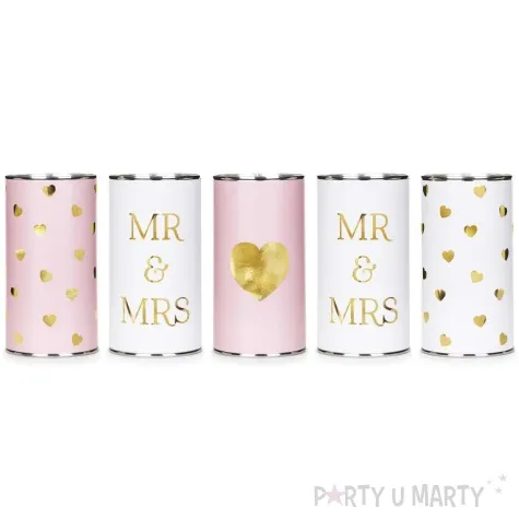 dekoracja puszki weselne mr mrs serca partydeco 5 szt