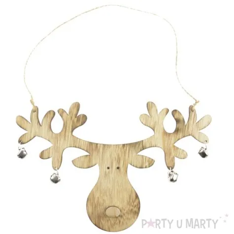 dekoracja renifer z dzwoneczkami drewno braz arpex 24 cm