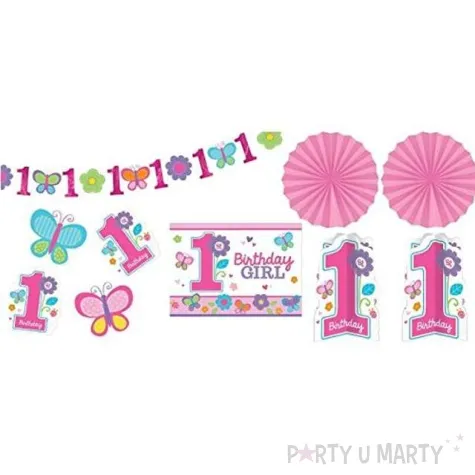 dekoracja roczek dziewczynki rozowa amscan zestaw