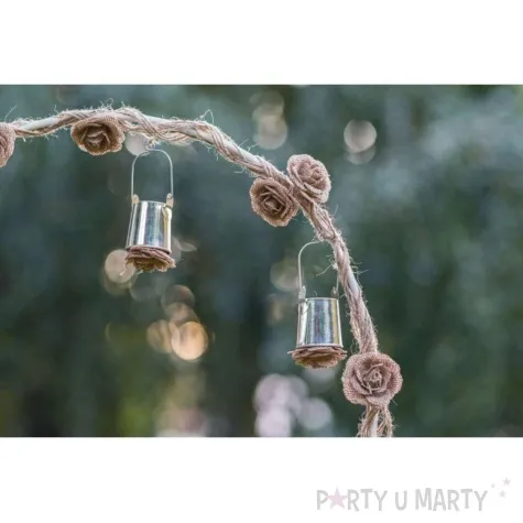 dekoracja roze jutowe chaks 5 cm 4 szt