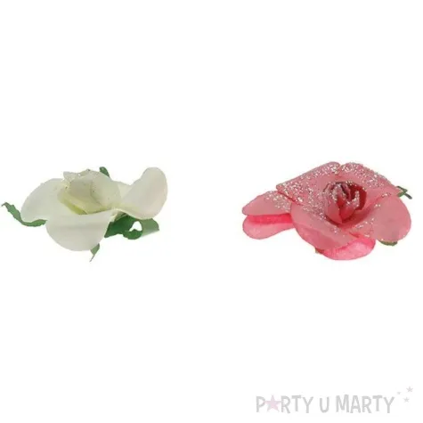 dekoracja rozyczki brokatowe rozowe titanum 12 szt