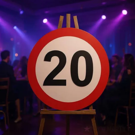 dekoracja sali na 20 urodziny tablica powitalna znak zakazu liczba 20 traffic birthday