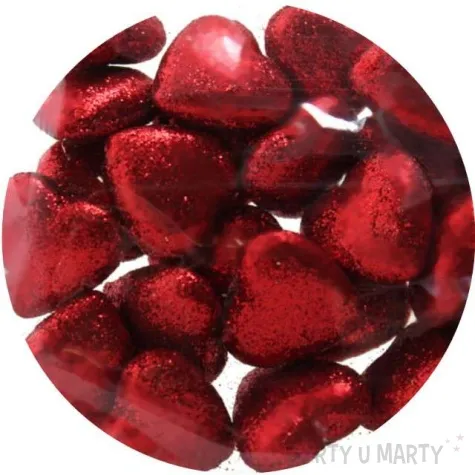 dekoracja serca brokatowe styropian czerwona aliga 20 szt