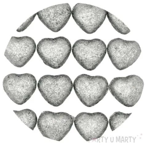 dekoracja serca brokatowe styropian srebrna aliga 20 szt