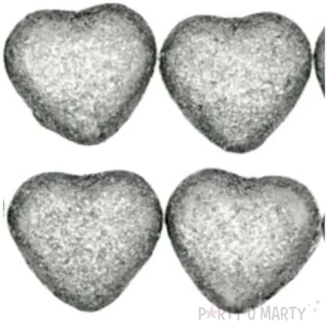 dekoracja serca brokatowe styropian srebrna aliga 20 szt