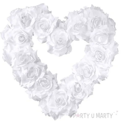 dekoracja serce kwiatki biale partydeco 40cm