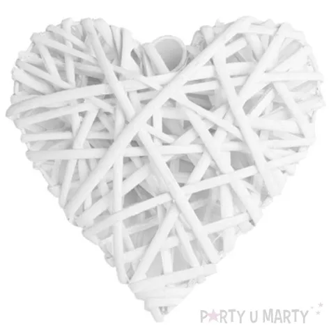 dekoracja serce wiklinowe biale czakos 12 cm