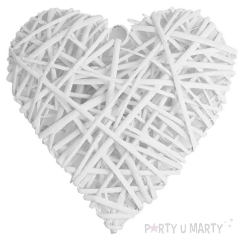 dekoracja serce wiklinowe biale czakos 25 cm