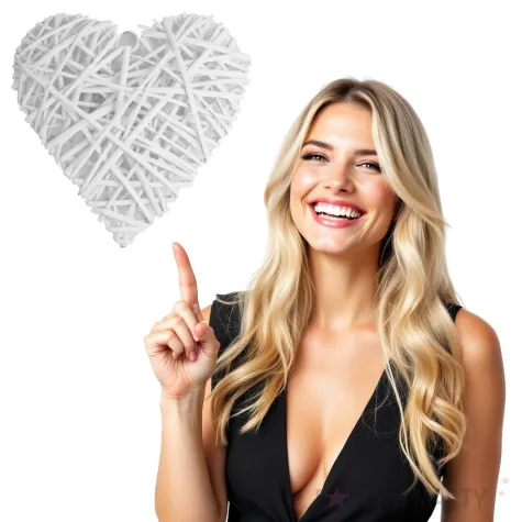 dekoracja serce wiklinowe biale czakos 30 cm