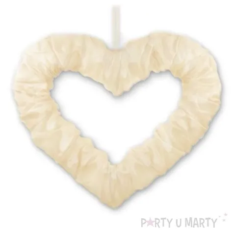 dekoracja serce z tasiemka dekoracjepolska ecru