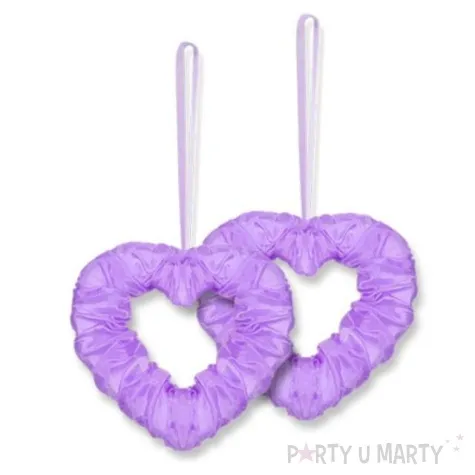 dekoracja serduszka na tasiemce dekoracjepolska liliowe 2 szt