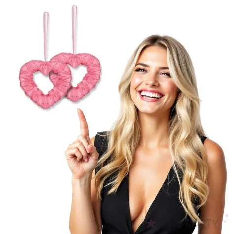 dekoracja serduszka na tasiemce dekoracjepolska rozowe 2 szt