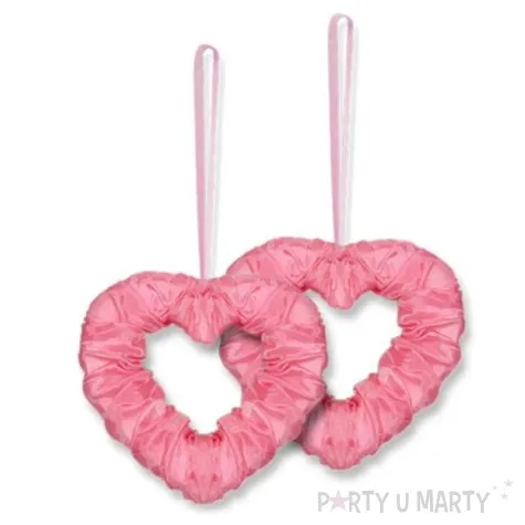 dekoracja serduszka na tasiemce dekoracjepolska rozowe 2 szt