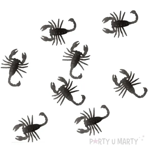 dekoracja skorpiony czarny guirca 6 cm 8 szt