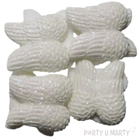 dekoracja skrzydla anielskie brokatowe bialy titanum 8 szt