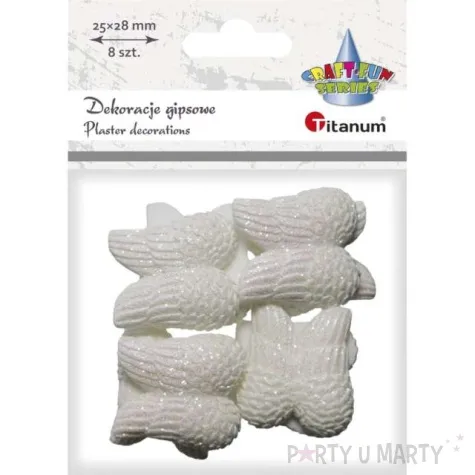 dekoracja skrzydla anielskie brokatowe bialy titanum 8 szt