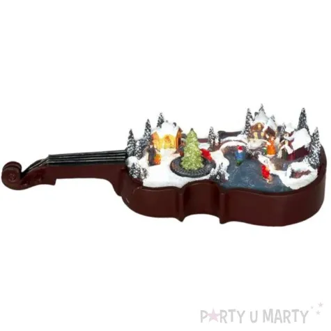 dekoracja skrzypce zimowa wioska led kolorowa guirca 39 x 17 cm