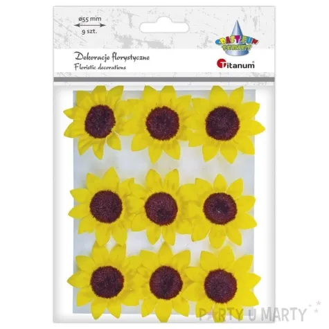 dekoracja sloneczniki materialowe zolte titanum 5 5 cm 9 szt