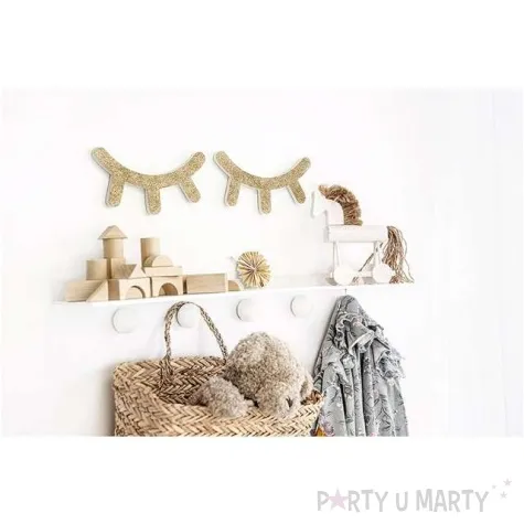 dekoracja spiace oczka na sciane zlote partydeco