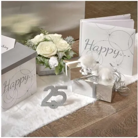 dekoracja stojaca brokatowa liczba 50 srebrna santex 10 cm