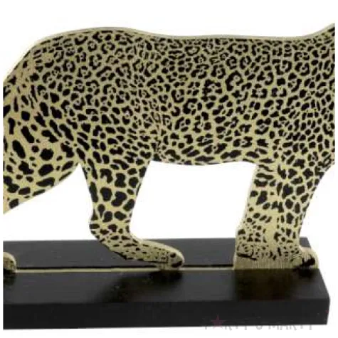 dekoracja stojaca lampart zloto czarny drewno santex 18 cm