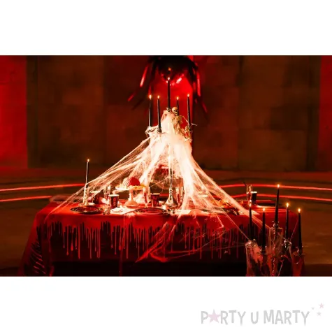dekoracja stolu na halloween obrus plamy krwi zakrwawiony czarny papierowy 180x120 cm