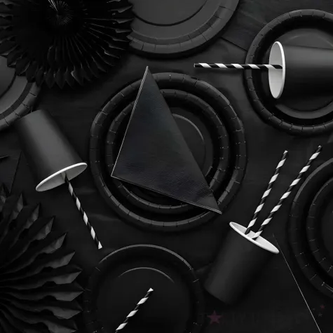 dekoracja stolu na halloween urodziny serwetki papierowe monokolor czarne 33 cm 20 szt