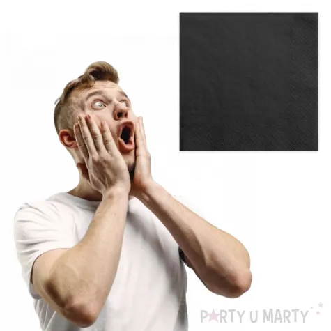 dekoracja stolu na halloween urodziny serwetki papierowe monokolor czarne 33 cm 20 szt