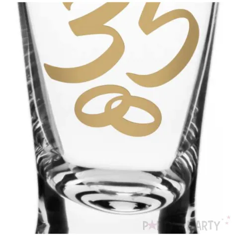 dekoracja stolu na rocznice slubu oszukany kieliszek do wodki liczba 35 koralowe gody 25 ml