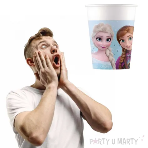 dekoracja stolu na urodziny dzien dziecka kubeczki papierowe frozen elsa i anna kraina lodu