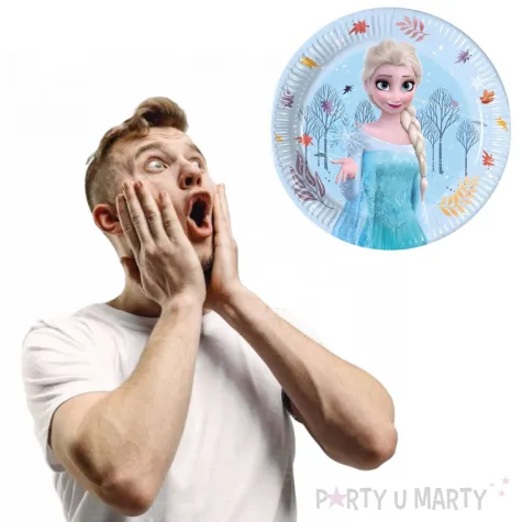 dekoracja stolu na urodziny dzien dziecka talerzyki papierowe frozen elsa kraina lodu 8 szt