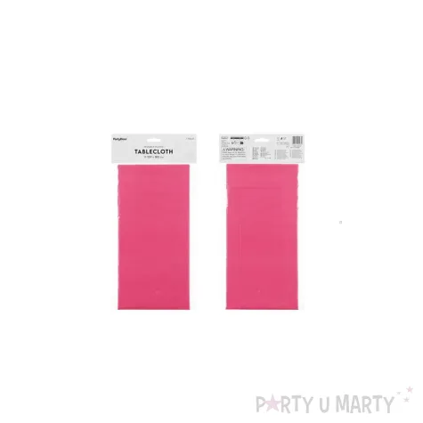 dekoracja stolu na urodziny obrus syntetyczny monokolor rozowy ciemny 137x183 cm